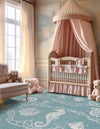 Seaside Haven Rugs Collection Area Rug -  Wavecrest Square Aqua  lifestyle 83
