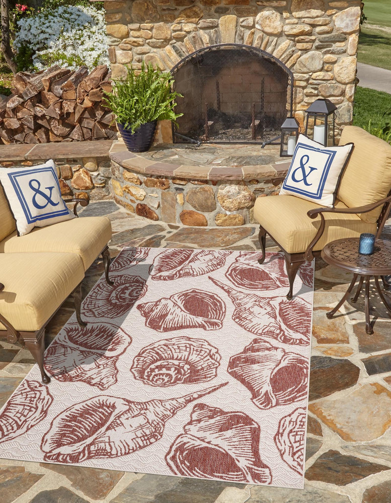 Seaside Haven Rugs Collection Area Rug -  Lighthouse (Ivory Rust Red) Rectangle Ivory Rust Red  lifestyle 0