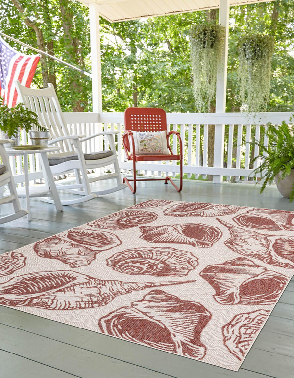 Seaside Haven Rugs Collection Area Rug -  Lighthouse (Ivory Red) Rectangle Ivory Red  lifestyle 9