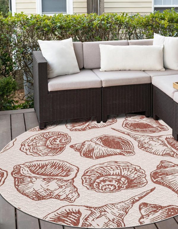 Seaside Haven Rugs Collection Area Rug -  Lighthouse (Ivory Rust Red) Round Ivory Rust Red  lifestyle 3
