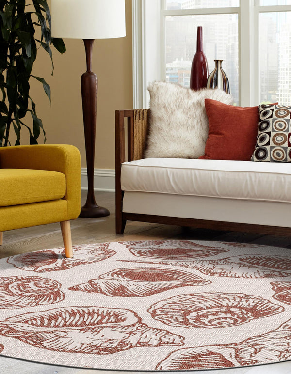 Seaside Haven Rugs Collection Area Rug -  Lighthouse (Ivory Rust Red) Round Ivory Rust Red  lifestyle 4