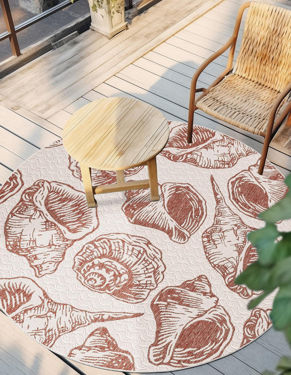 Seaside Haven Rugs Collection Area Rug -  Lighthouse (Ivory Rust Red) Round Ivory Rust Red  lifestyle 7