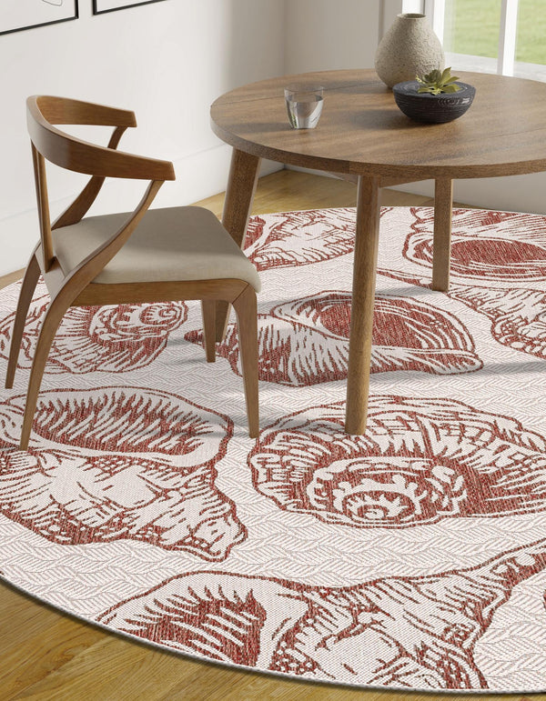 Seaside Haven Rugs Collection Area Rug -  Lighthouse (Ivory Rust Red) Round Ivory Rust Red  lifestyle 8