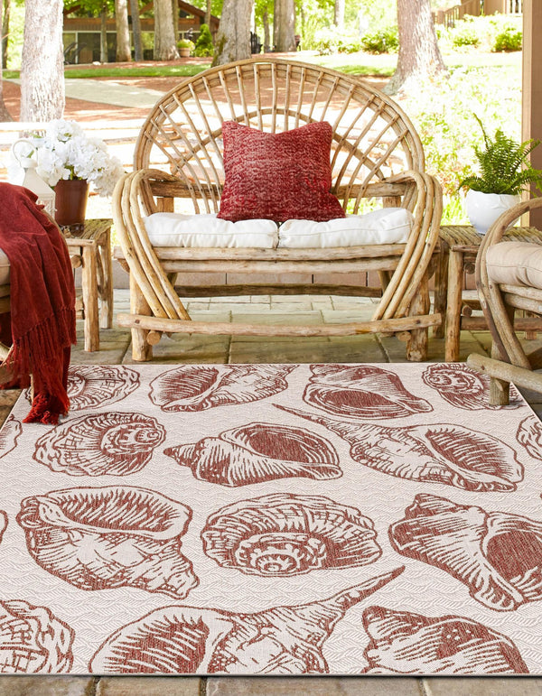 Seaside Haven Rugs Collection Area Rug -  Lighthouse (Ivory Rust Red) Square Ivory Rust Red  lifestyle 2