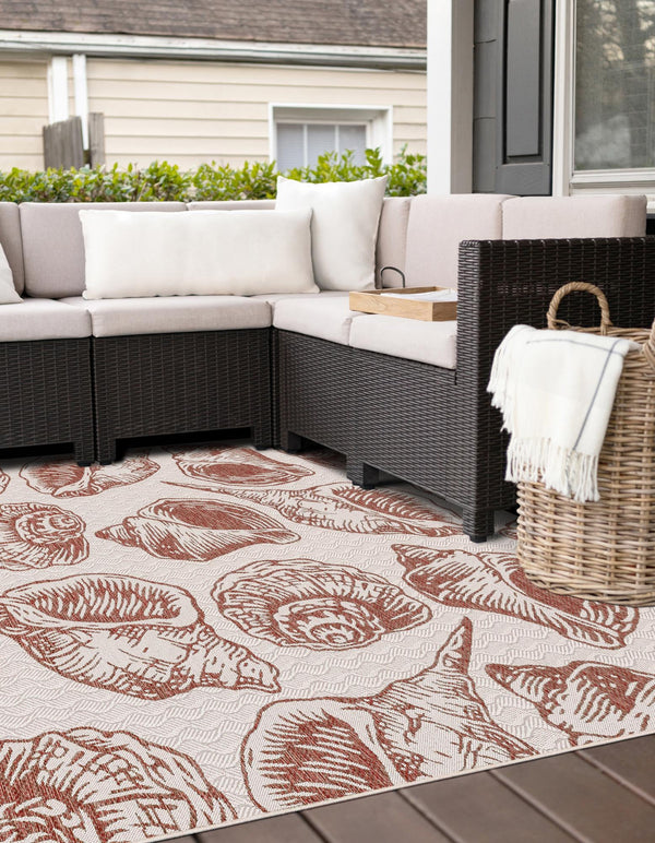 Seaside Haven Rugs Collection Area Rug -  Lighthouse (Ivory Rust Red) Square Ivory Rust Red  lifestyle 3