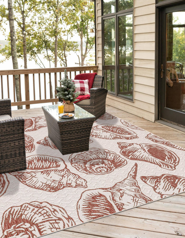 Seaside Haven Rugs Collection Area Rug -  Lighthouse (Ivory Rust Red) Square Ivory Rust Red  lifestyle 4