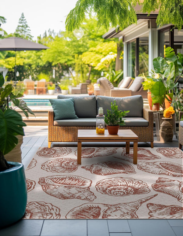 Seaside Haven Rugs Collection Area Rug -  Lighthouse (Ivory Rust Red) Square Ivory Rust Red  lifestyle 6