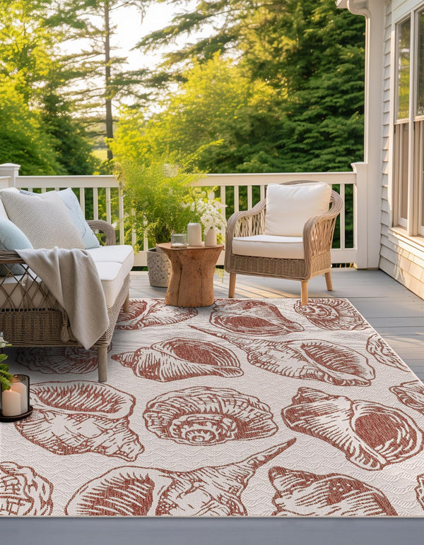 Seaside Haven Rugs Collection Area Rug -  Lighthouse (Ivory Rust Red) Square Ivory Rust Red  lifestyle 8