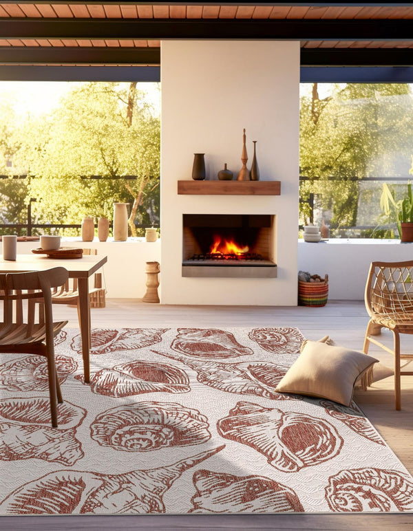 Seaside Haven Rugs Collection Area Rug -  Lighthouse (Ivory Rust Red) Square Ivory Rust Red  lifestyle 9