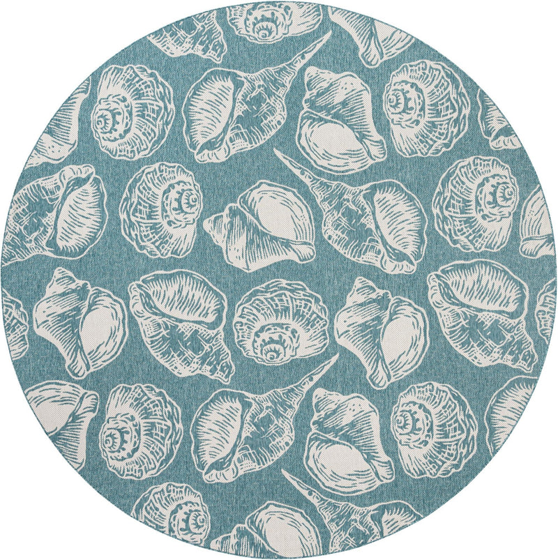 Seaside Haven Rugs Collection Area Rug -  Lighthouse (Aqua) Round Aqua Main