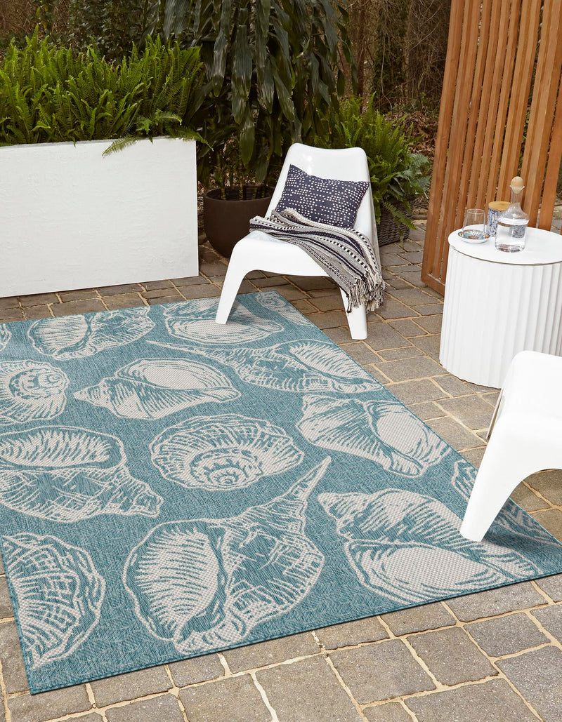 Seaside Haven Rugs Collection Area Rug -  Lighthouse (Aqua) Rectangle Aqua  lifestyle 0