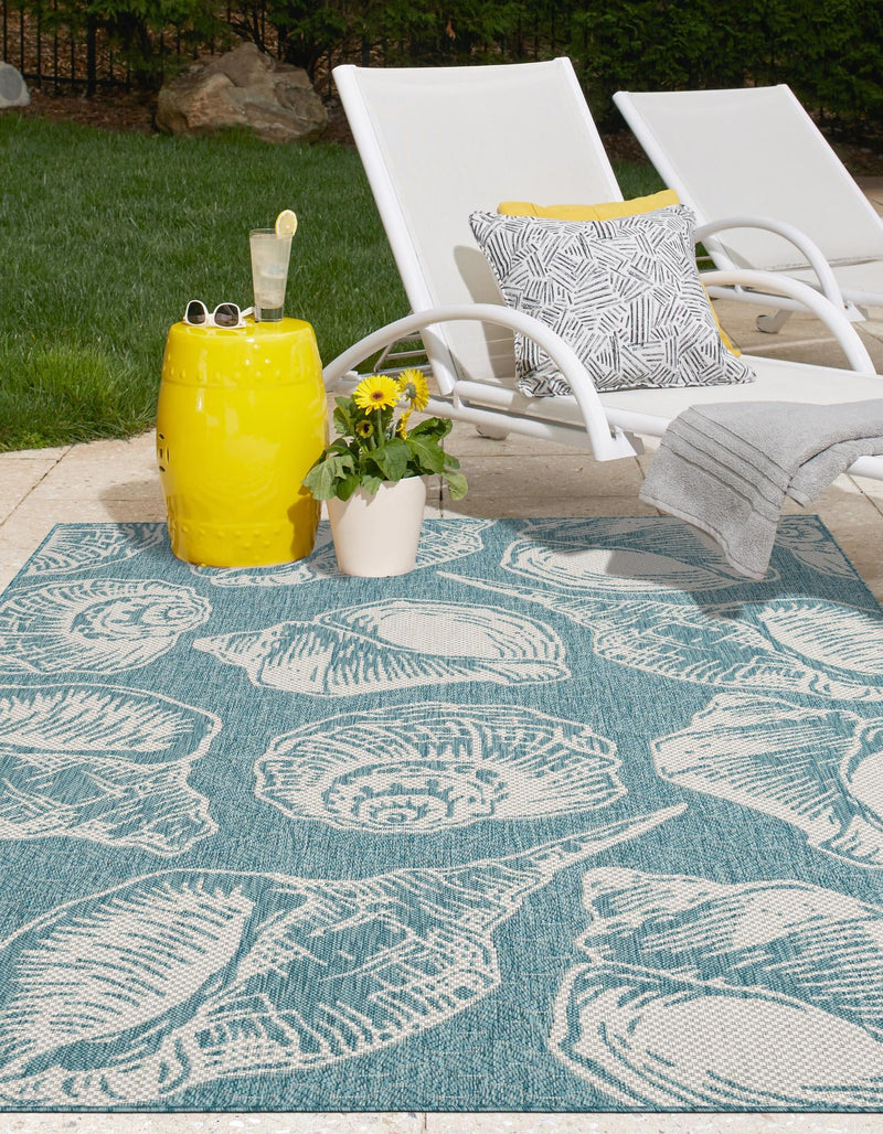 Seaside Haven Rugs Collection Area Rug -  Lighthouse (Aqua) Rectangle Aqua  lifestyle 6