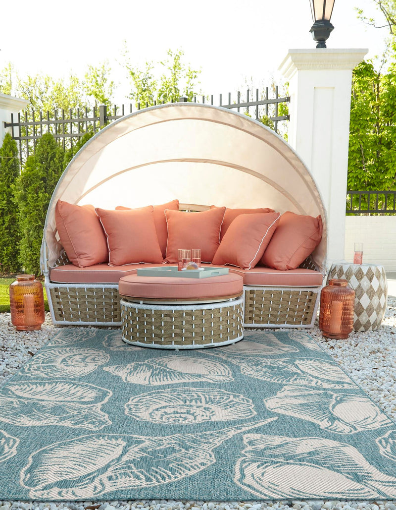 Seaside Haven Rugs Collection Area Rug -  Lighthouse (Aqua) Rectangle Aqua  lifestyle 8