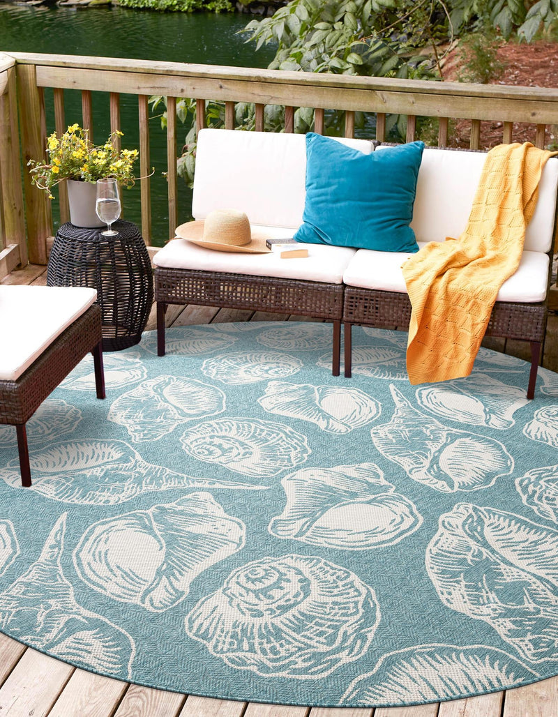 Seaside Haven Rugs Collection Area Rug -  Lighthouse (Aqua) Round Aqua  lifestyle 0