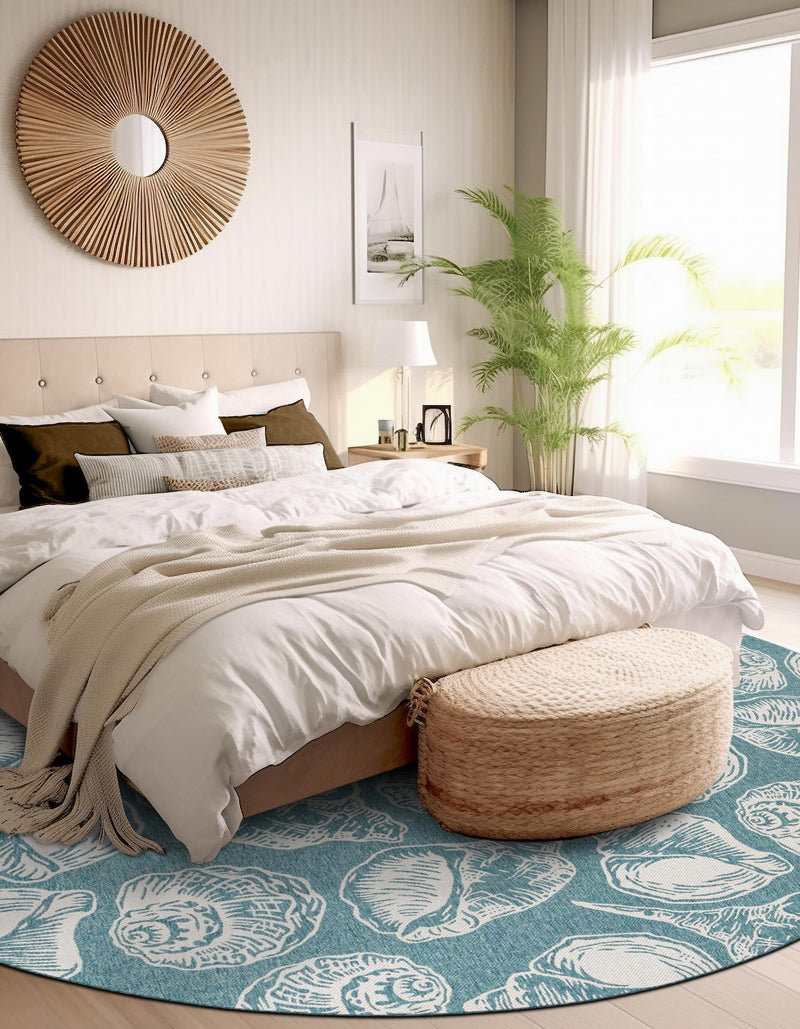 Seaside Haven Rugs Collection Area Rug -  Lighthouse (Aqua) Round Aqua  lifestyle 2