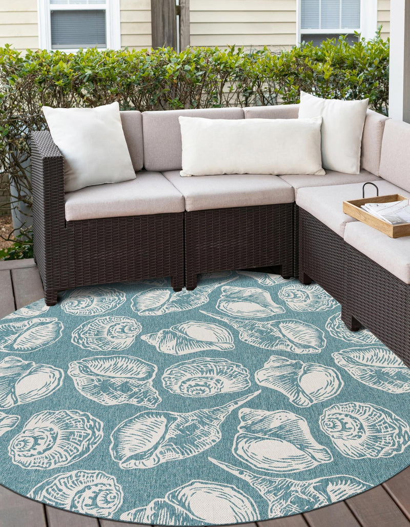 Seaside Haven Rugs Collection Area Rug -  Lighthouse (Aqua) Round Aqua  lifestyle 3