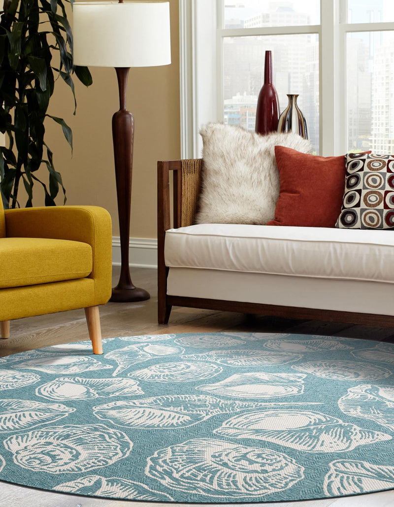 Seaside Haven Rugs Collection Area Rug -  Lighthouse (Aqua) Round Aqua  lifestyle 4