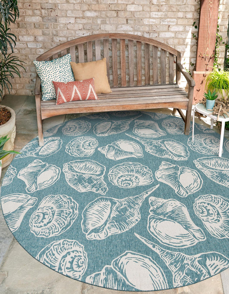 Seaside Haven Rugs Collection Area Rug -  Lighthouse (Aqua) Round Aqua  lifestyle 5