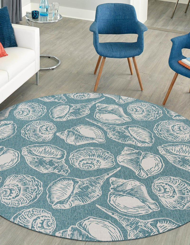 Seaside Haven Rugs Collection Area Rug -  Lighthouse (Aqua) Round Aqua  lifestyle 6