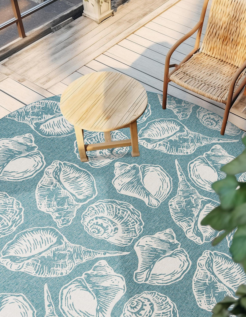 Seaside Haven Rugs Collection Area Rug -  Lighthouse (Aqua) Round Aqua  lifestyle 7
