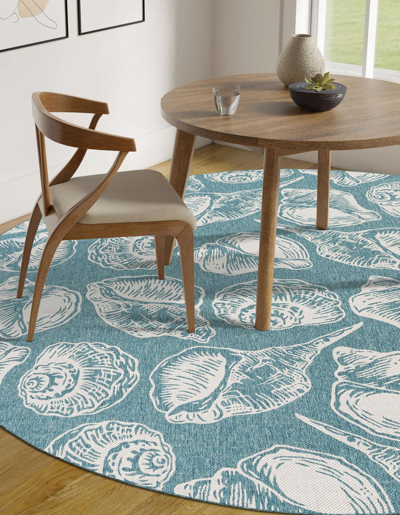 Seaside Haven Rugs Collection Area Rug -  Lighthouse (Aqua) Round Aqua  lifestyle 8