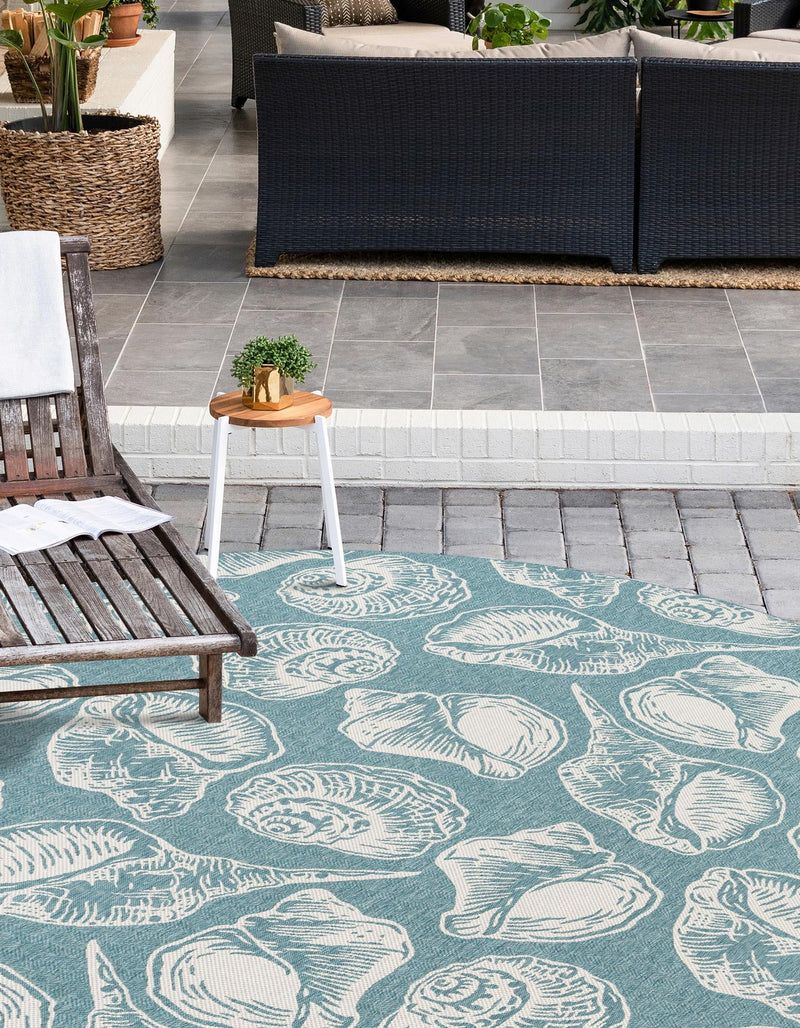 Seaside Haven Rugs Collection Area Rug -  Lighthouse (Aqua) Round Aqua  lifestyle 9
