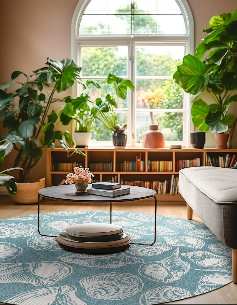 Seaside Haven Rugs Collection Area Rug -  Lighthouse (Aqua) Round Aqua  lifestyle 10
