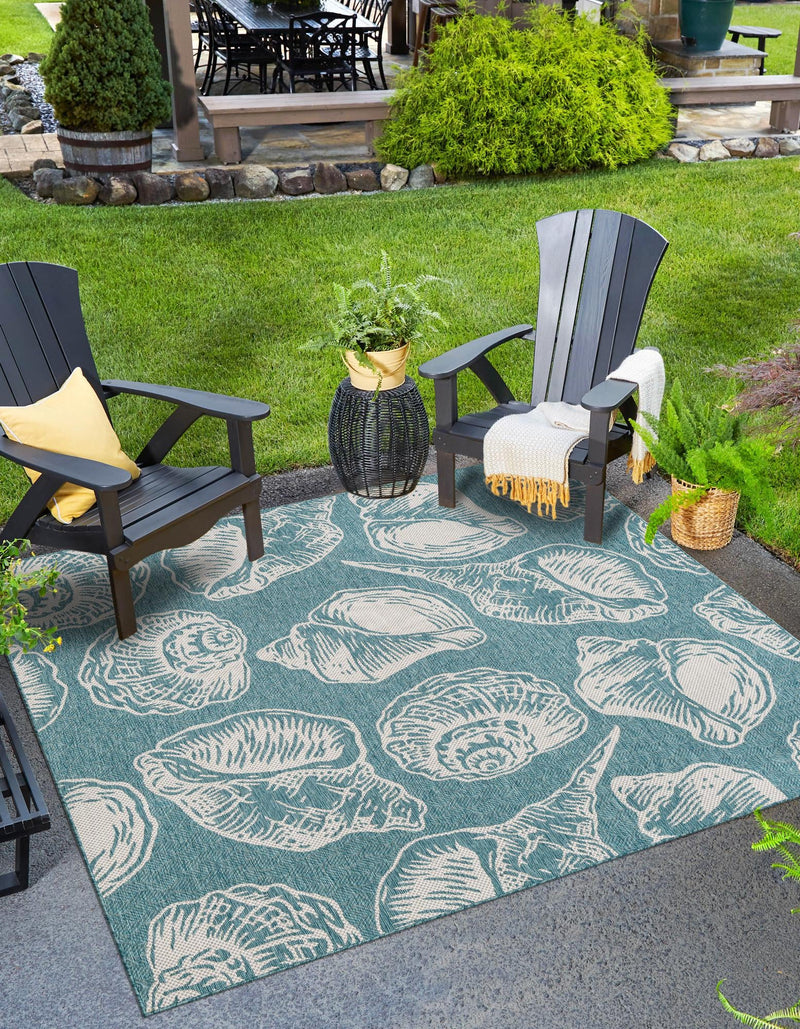 Seaside Haven Rugs Collection Area Rug -  Lighthouse (Aqua) Square Aqua  lifestyle 0