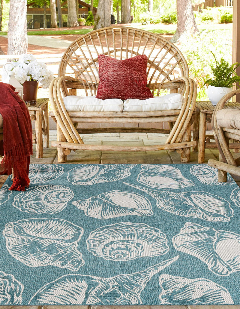 Seaside Haven Rugs Collection Area Rug -  Lighthouse (Aqua) Square Aqua  lifestyle 5