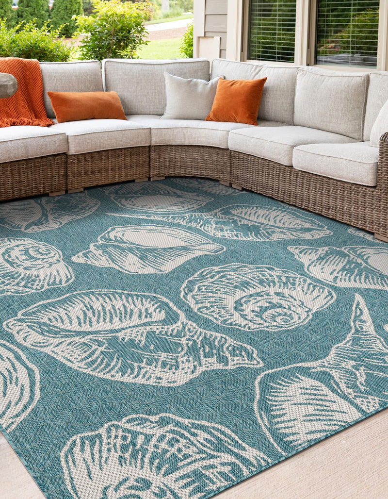 Seaside Haven Rugs Collection Area Rug -  Lighthouse (Aqua) Square Aqua  lifestyle 9