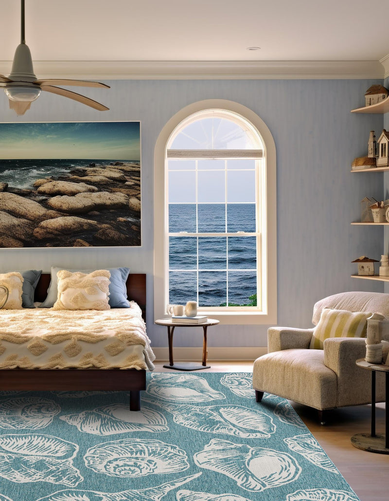 Seaside Haven Rugs Collection Area Rug -  Lighthouse (Aqua) Square Aqua  lifestyle 13