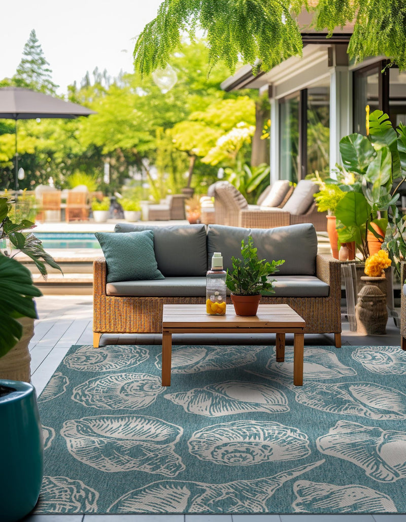 Seaside Haven Rugs Collection Area Rug -  Lighthouse (Aqua) Square Aqua  lifestyle 16