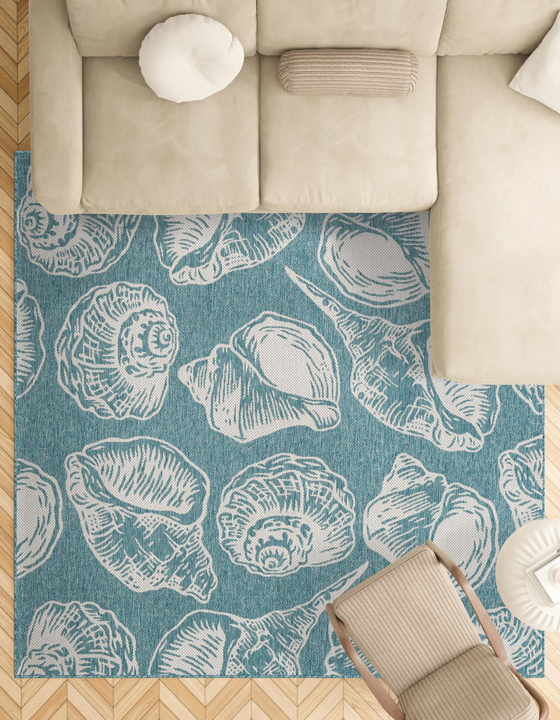 Seaside Haven Rugs Collection Area Rug -  Lighthouse (Aqua) Square Aqua  lifestyle 17