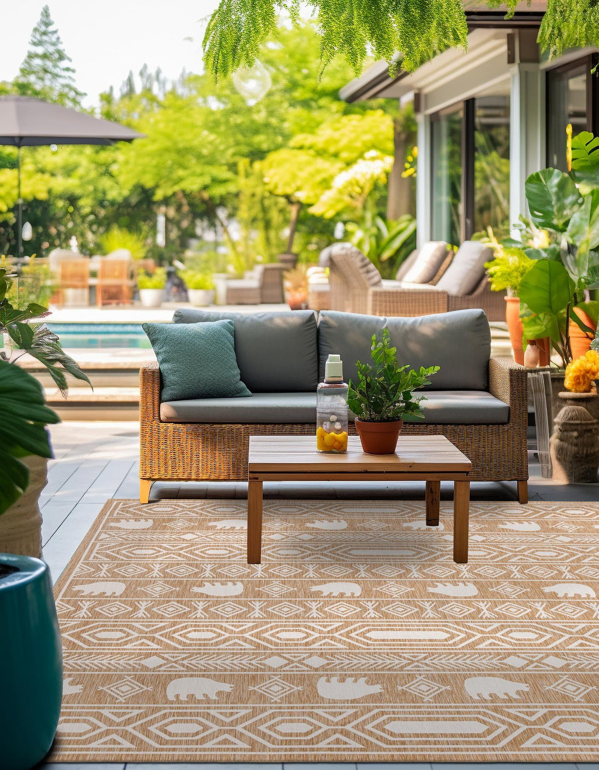 Mesa Oasis Rugs Collection Area Rug - Sundown Square Teal  lifestyle 191