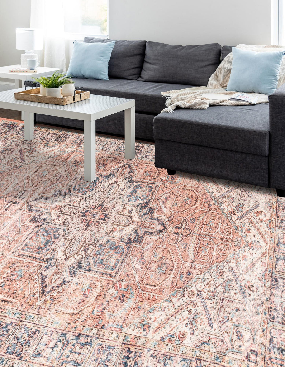 Bazaar Chic Collection Area Rug -  Chefchaouen Rectangle Salmon Pink  lifestyle 4