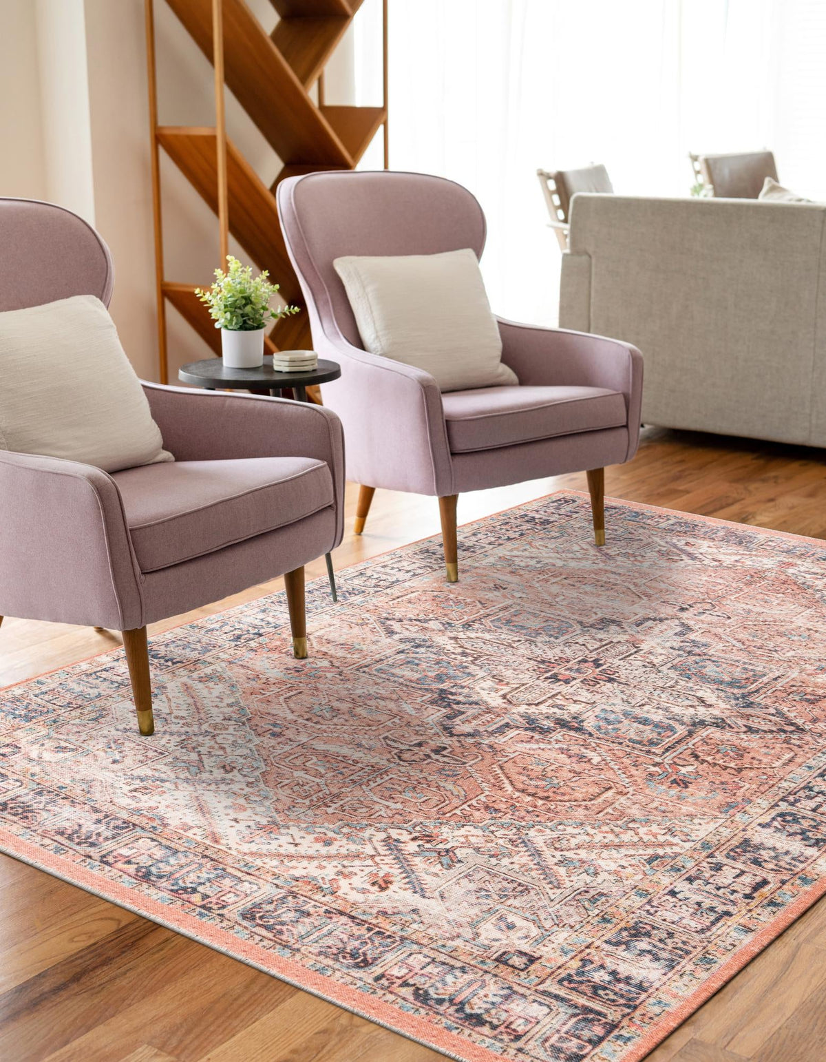 Bazaar Chic Collection Area Rug -  Chefchaouen Rectangle Salmon Pink  lifestyle 5