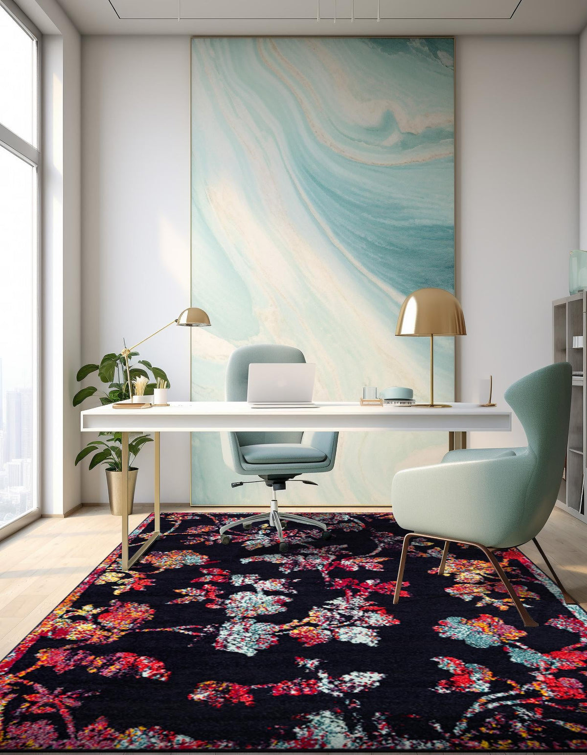 Brighton Terrace Collection Area Rug -  Roedean Rectangle Navy Blue  lifestyle 10