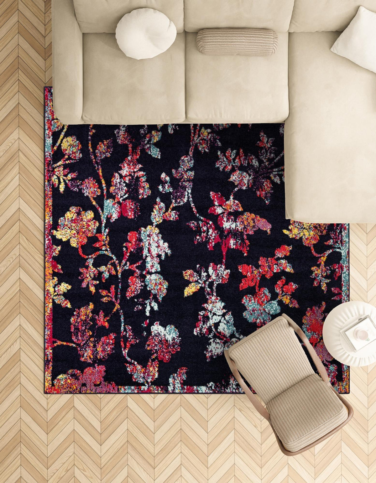 Brighton Terrace Collection Area Rug -  Roedean Square Navy Blue  lifestyle 45