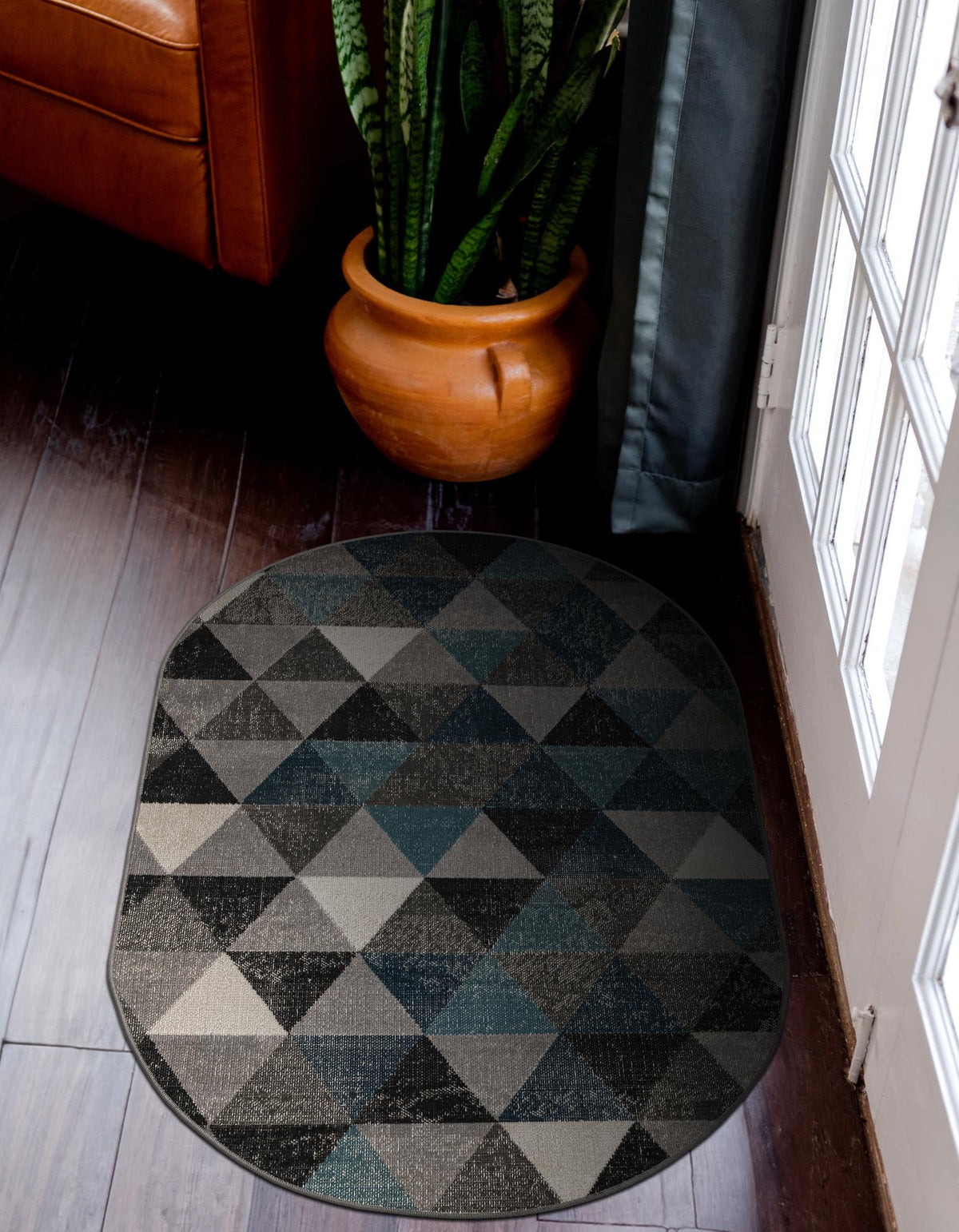 Seville Elegance Collection Area Rug -  Malaga Oval Gray  lifestyle 48