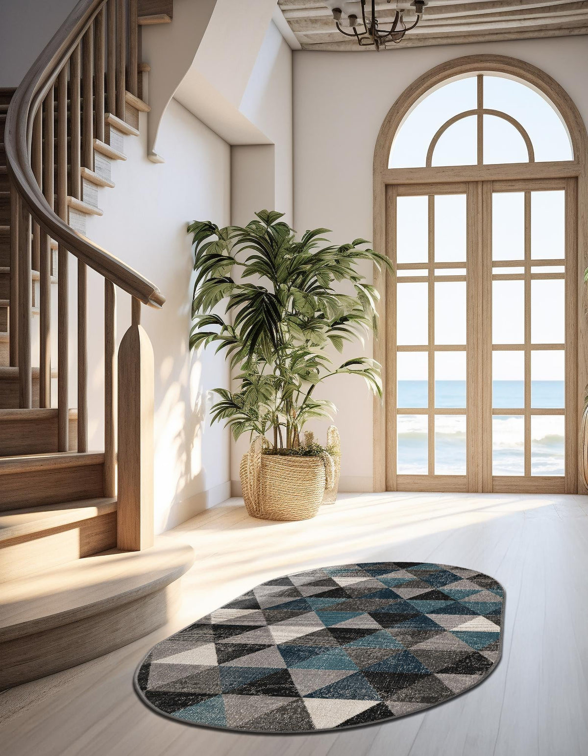 Seville Elegance Collection Area Rug -  Malaga Oval Gray  lifestyle 57