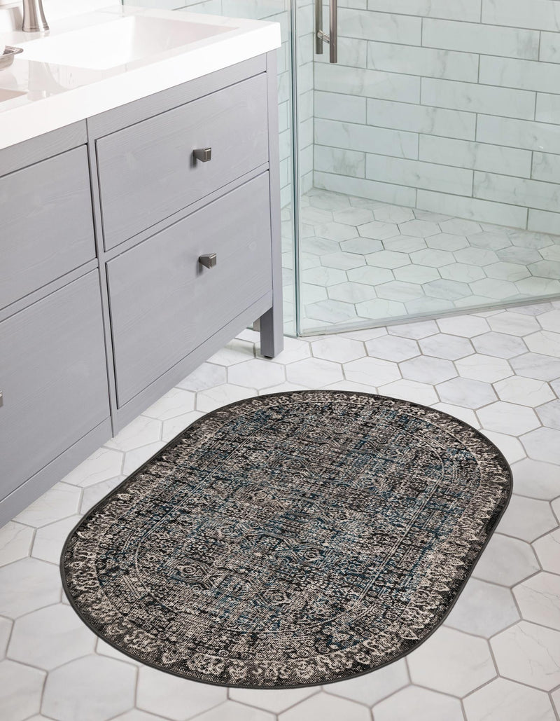 Copenhagen Comfort Collection Area Rug -  Aalborg Oval Gray  lifestyle 19