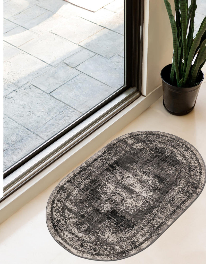 Geneva Terrace Collection Area Rug -  Vevey Oval Gray  lifestyle 57