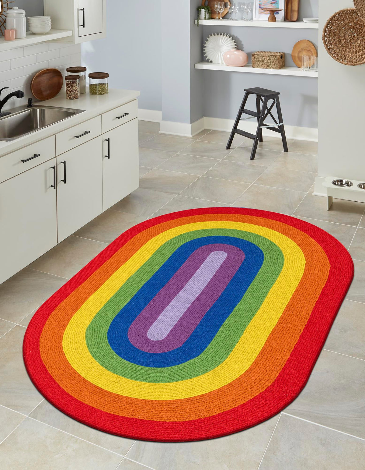 Sunset Isle Wool Braids Collection Area Rug - Paradise Oval Multi  lifestyle 23
