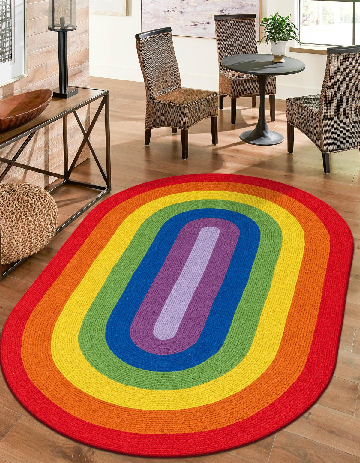 Sunset Isle Wool Braids Collection Area Rug - Paradise Oval Multi  lifestyle 26