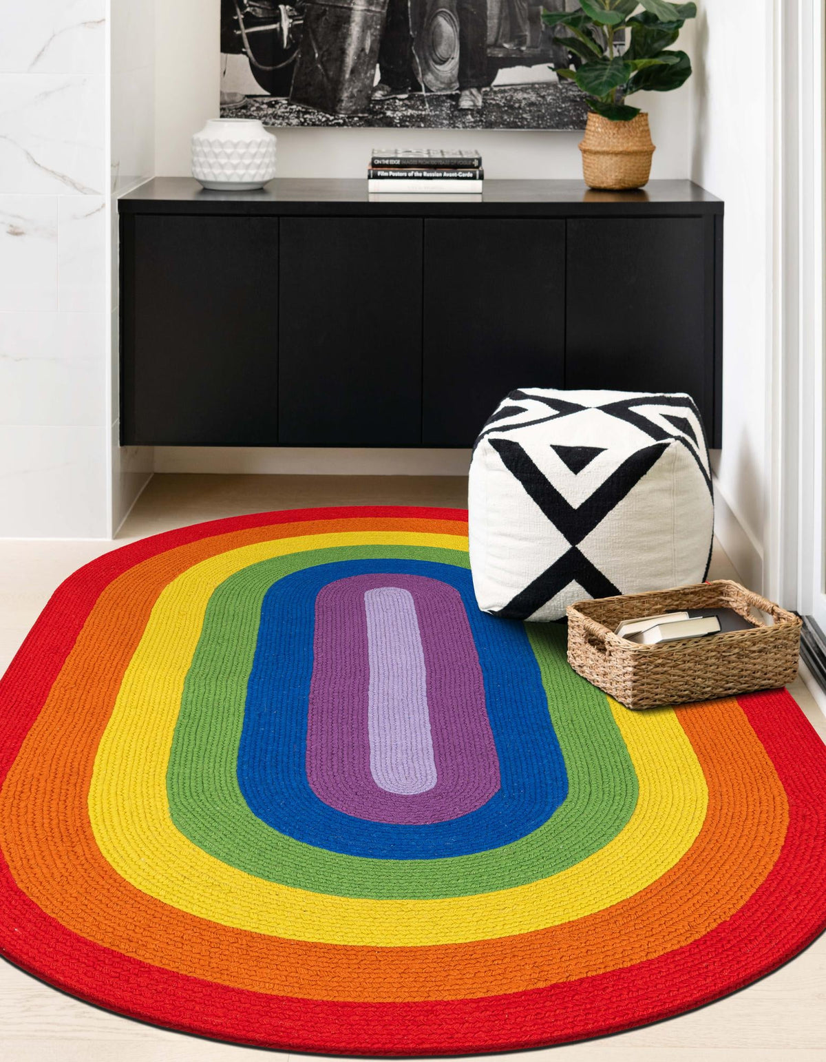 Sunset Isle Wool Braids Collection Area Rug - Paradise Oval Multi  lifestyle 32