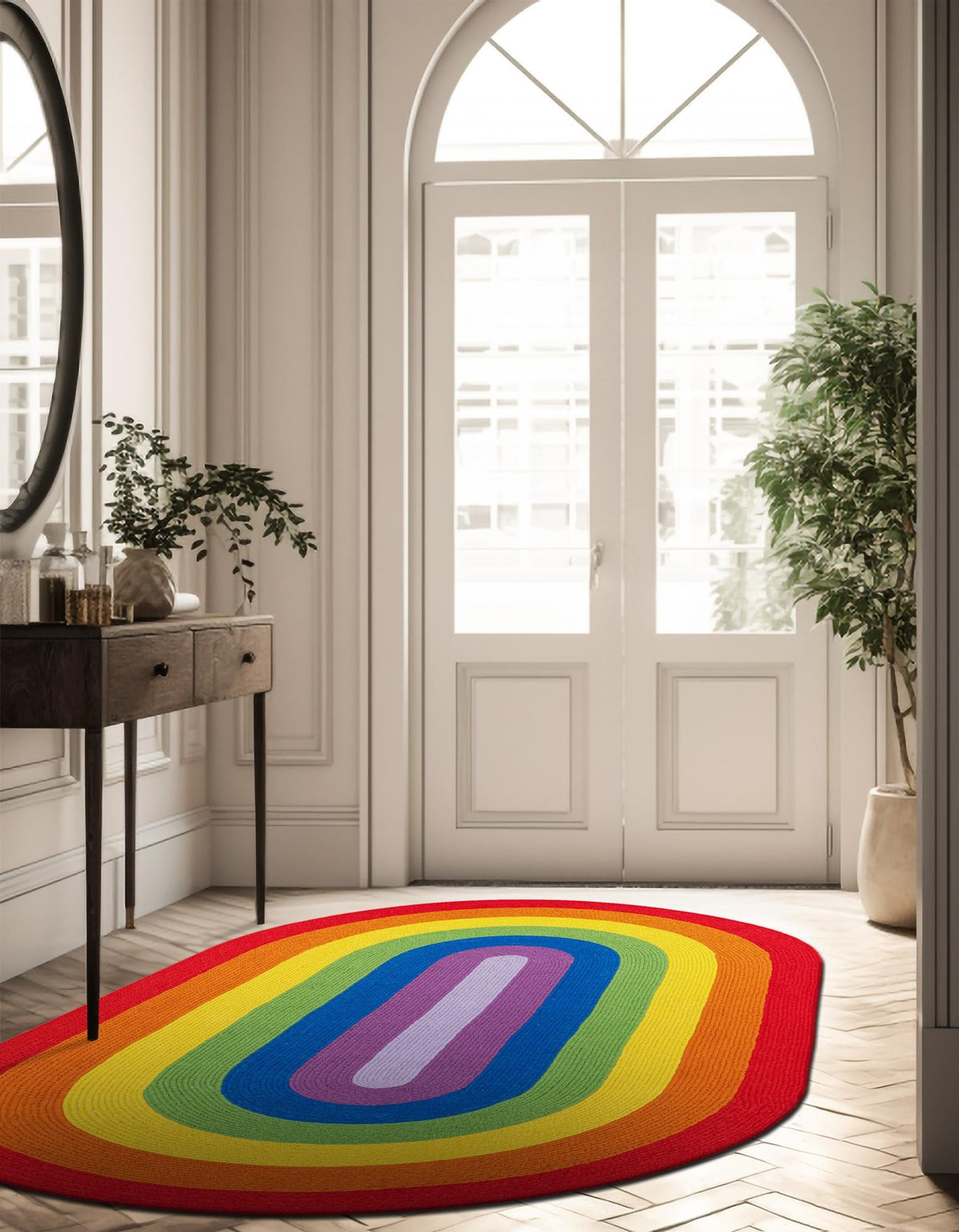 Sunset Isle Wool Braids Collection Area Rug - Paradise Oval Multi  lifestyle 35