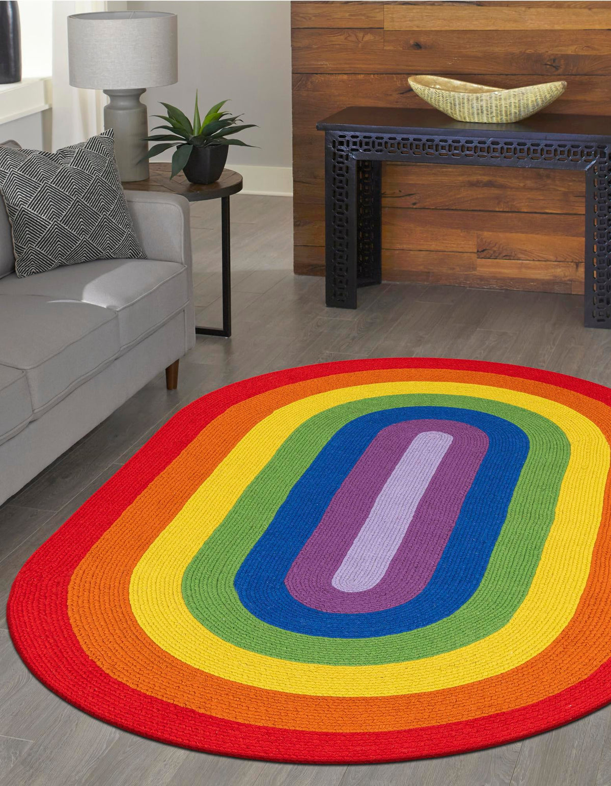 Sunset Isle Wool Braids Collection Area Rug - Paradise Oval Multi  lifestyle 38