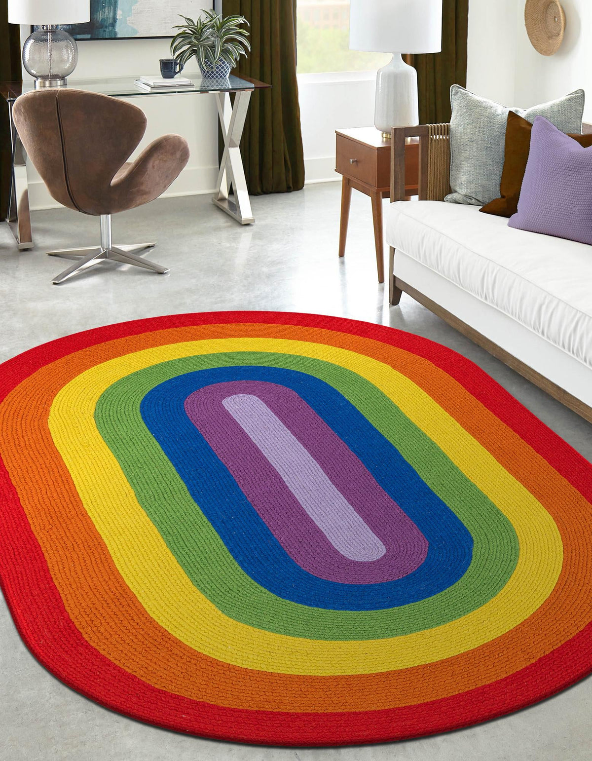 Sunset Isle Wool Braids Collection Area Rug - Paradise Oval Multi  lifestyle 44
