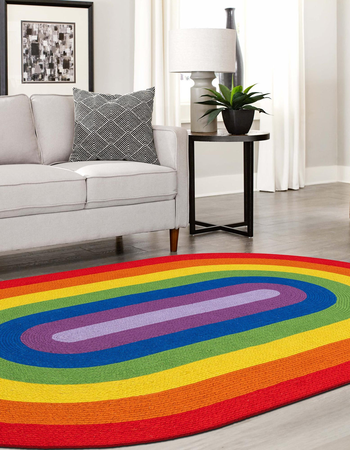 Sunset Isle Wool Braids Collection Area Rug - Paradise Oval Multi  lifestyle 50