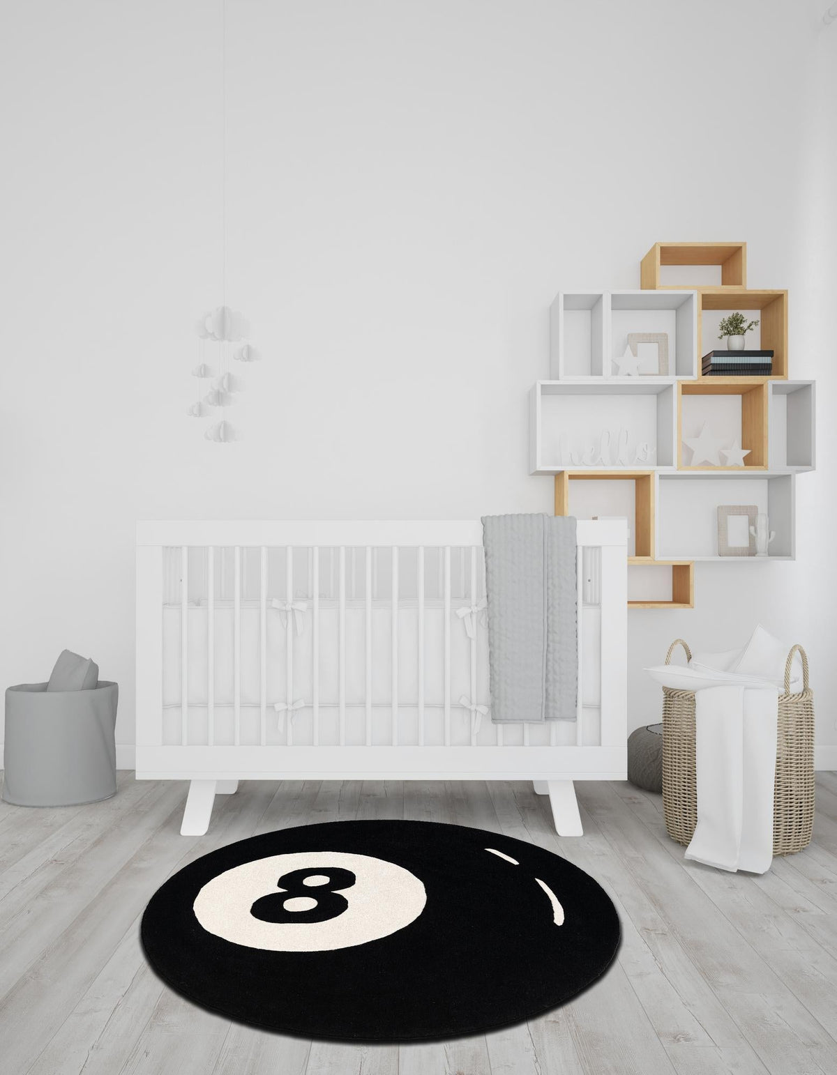 Shepherd's Glen Wool Collection Area Rug - Peninsula Round Black and White  lifestyle 9